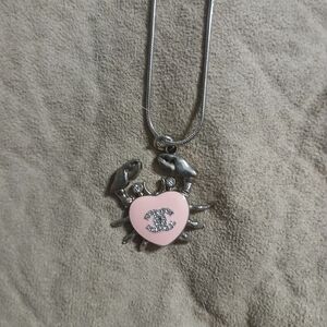 CHANEL Silver and Pink Crab Pendant Necklace